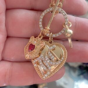 Juicy Couture Gold Heart Necklace with Red Gem NWT